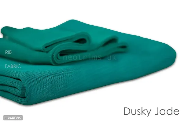 Polyester Jersey Knit Rib Stretch Fabric  Matching Ribbing Cuffs Waistbands Trim.Dress Making Material and Welts for Trimming Garments.British Made,Neotrims. Dusky Jade 1 Meter (Fabric Only)-thumb3