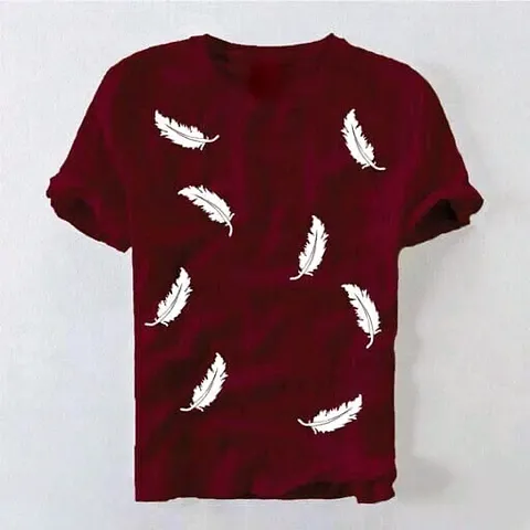 Stylish Printed Short-sleeve Cotton Round Neck Tees for Men