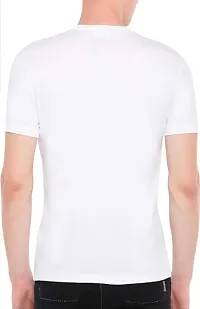 White Cotton Blend Tshirt For Men-thumb1