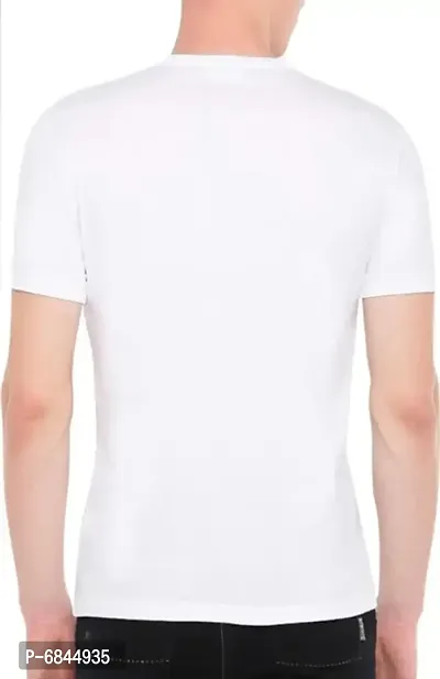 White Cotton Blend Tshirt For Men-thumb2
