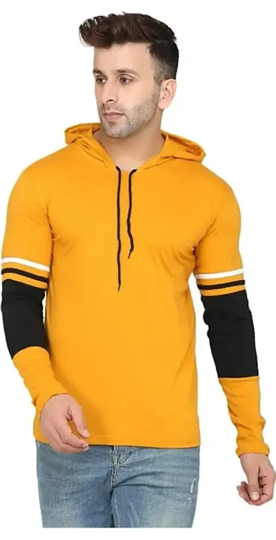 Stylish Cotton Blend Striped Full-sleeve Hoodies for Men