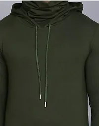 Olive Cotton Blend Hoodies For Men-thumb2
