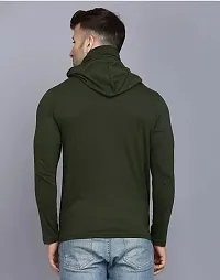 Olive Cotton Blend Hoodies For Men-thumb3