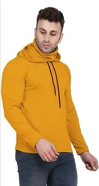 Yellow Cotton Blend Hoodies For Men-thumb1