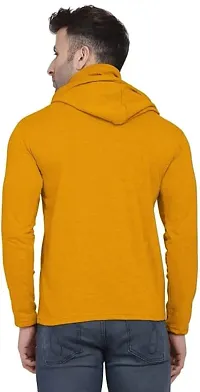 Yellow Cotton Blend Hoodies For Men-thumb3