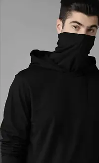 Black Cotton Blend Hoodies For Men-thumb2