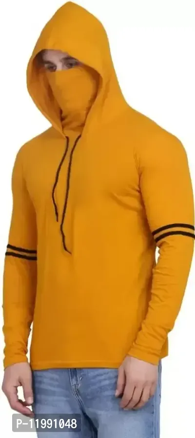 Classic Cotton Blend Solid Hoodie Tshirt for Men-thumb0