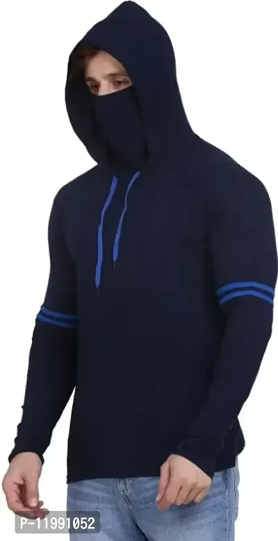 Classic Cotton Blend Solid Hoodie Tshirt for Men