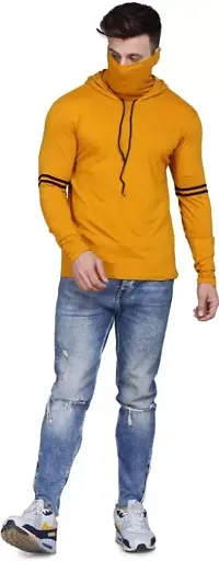 Classic Cotton Blend Solid Hoodie Tshirt for Men-thumb2