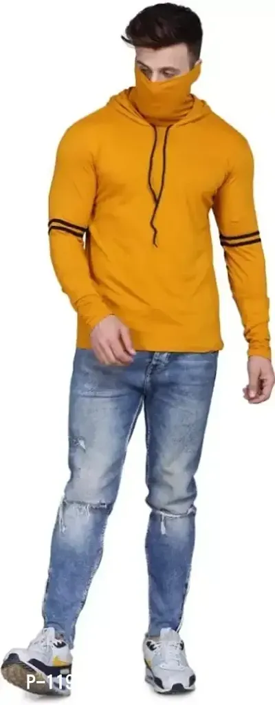 Classic Cotton Blend Solid Hoodie Tshirt for Men-thumb3