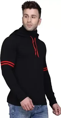 Classic Cotton Blend Solid Hoodie Tshirt for Men-thumb2