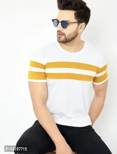 Trendy Cotton Blend Striped T-shirt-thumb0