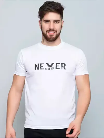 Ekom Men Regular Fit Tshirt |Side Letter Printed Polyester Round Neck Half Sleeve T-Shirts For Men