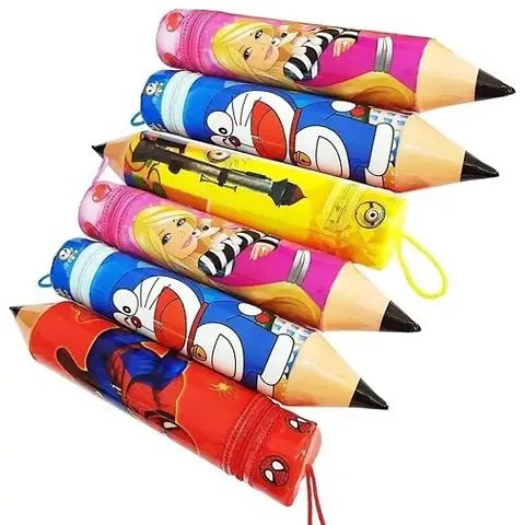 New Pencil Shape Pouch Stationery With Zipper Lock Pencil Shape Bok Pack Of 5