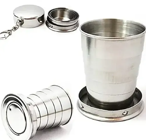 New Stainless Steel Folding Glass Travel Mug Cup Glass Camping Water Glass Collapsible Shot Glass Stainless Steel Glass Expandable Shot Glass