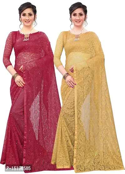 Women Net Saree With Blouse Piece