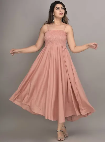 Make My Cloth Women's Maxi Gown (Peach,XL)