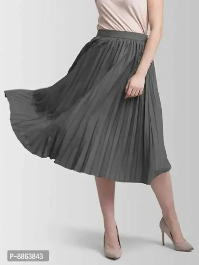 Elegant Crepe Solid Skirts For Women And Girls-thumb0