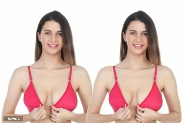 CLASSIC POLYCOTTON FRONT OPEN RED COLOR BRA PACK OF TWO