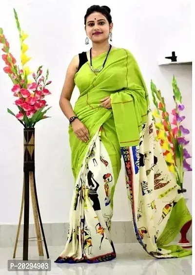 Alluring Multicoloured  Cotton Printed Ready to Wear  Saree With Blouse Piece-thumb0
