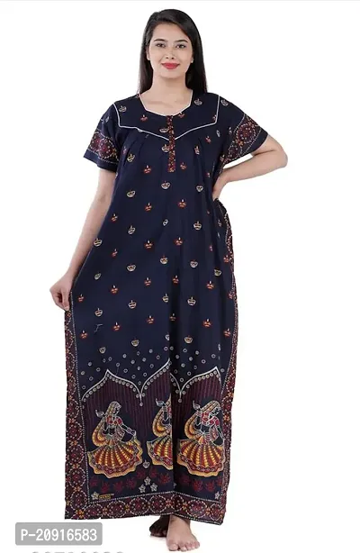 coolswagg Fashionable Comfortable Latest  Trendy Womens Night Dress Nighty Navy