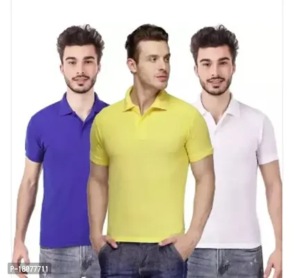 Stylish Multicoloured Rayon Solid T-Shirt For Men, Pack Of 3-thumb0