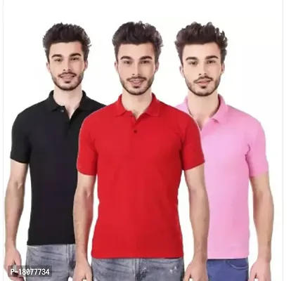 Stylish Multicoloured Rayon Solid T-Shirt For Men, Pack Of 3-thumb0