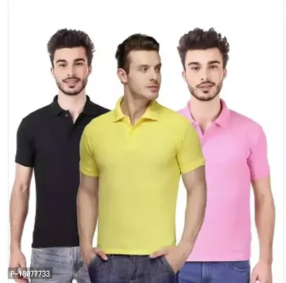 Stylish Multicoloured Rayon Solid T-Shirt For Men, Pack Of 3