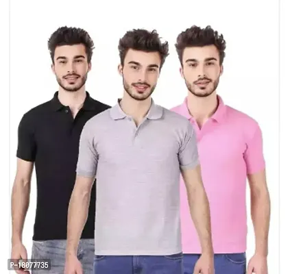 Stylish Multicoloured Rayon Solid T-Shirt For Men, Pack Of 3-thumb0