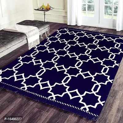 Moninfinity Velvet Carpet 60 inch x 84 inch | 150 cm x 210 cm | 5 Feet x 7 Feet Blue (C 23)-thumb0