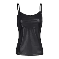 Jaanshi Women's Shiny Metallic Camisole Wet Look Shirt Vest Spaghetti Straps Tank Top Club Dancewear-thumb3