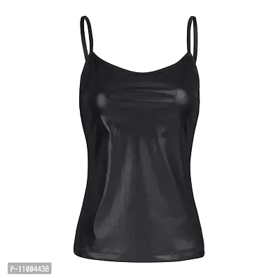 Jaanshi Women's Shiny Metallic Camisole Wet Look Shirt Vest Spaghetti Straps Tank Top Club Dancewear-thumb4