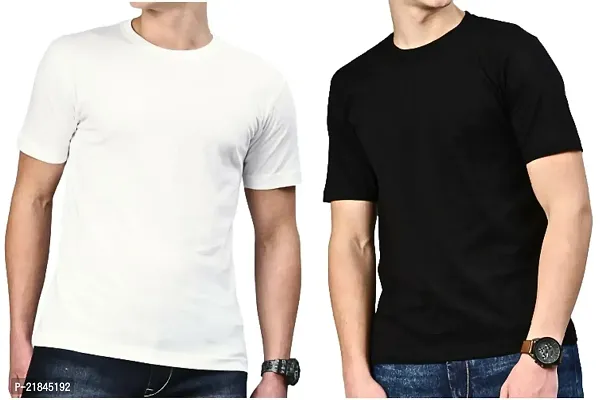 Black and White Plain Colour Half Sleevs T Shirt for Mens Combo Pack 2 PCS (44)