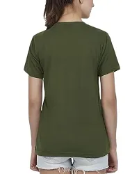 Women's Cotton Regular Fit T-Shirt Plain Olive Colour-thumb2