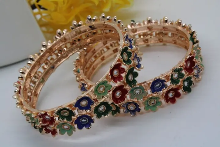 Piece Of 4 Designer Gold Plated Alloy Bangles