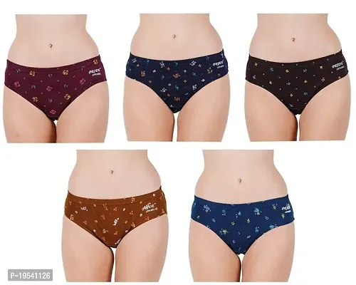 Stylish Multicoloured Cotton Printed Hipster Panties For Women Pack Of 5