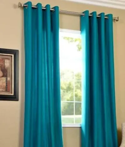 Indian Online Mall Stylish Polyester Plain Curtain Set - Curtain(Aqua Blue)