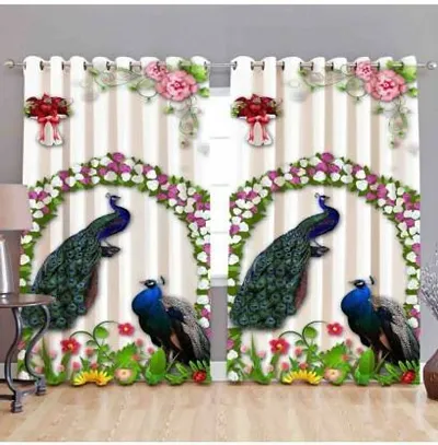New panipat textile zone Polyester Door Curtain 213.36 cm (7 ft) Pack of 2 (Floral, Printed Multicolor)