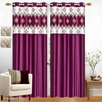 Stella Creations 214 Cm (7 Ft) Polyester Room Darkening Door Curtain (Pack Of 2) (Abstract, Wine)-thumb0