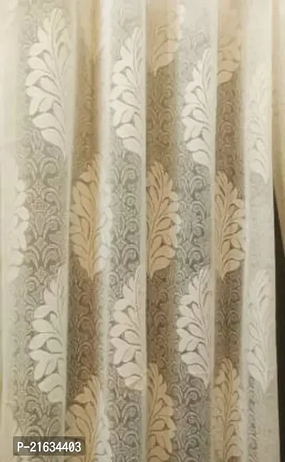 Rehaan 214 Cm (7 Ft) Polyester Semi Transparent Door Curtain Single Curtain (Printed, Cream)-thumb0