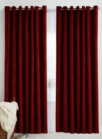 Panipat Textile Hub 213.5 cm (7 ft) Polyester Door Curtain (Pack of 4) (Solid, Maroon)