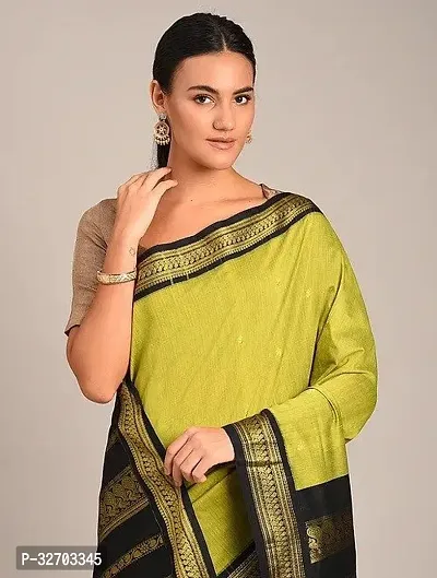 Beautiful Art Silk Green Jacquard  Saree with Blouse piece For Women