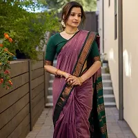 Beautiful Art Silk Purple Jacquard  Saree with Blouse piece For Women-thumb2