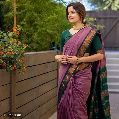 Beautiful Art Silk Purple Jacquard  Saree with Blouse piece For Women-thumb4