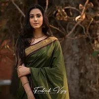 Beautiful Art Silk Green Jacquard  Saree with Blouse piece For Women-thumb4