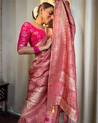 Beautiful Art Silk Peach Jacquard  Saree with Blouse piece For Women-thumb3