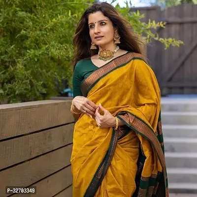 Beautiful Art Silk Green Jacquard  Saree with Blouse piece For Women-thumb2