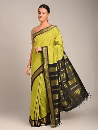 Beautiful Art Silk Green Jacquard  Saree with Blouse piece For Women-thumb2