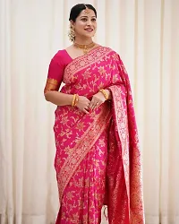 Beautiful Art Silk Pink Jacquard  Saree with Blouse piece For Women-thumb4