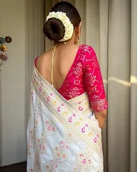 Beautiful Art Silk Off White Jacquard  Saree with Blouse piece For Women-thumb4